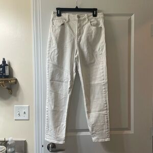 High waisted white jeans